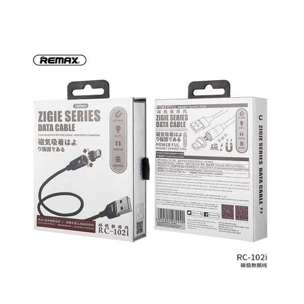 USB მაგნიტური კაბელი REMAX Zigie Series Magnet Connection Data Cable RC-102i Black