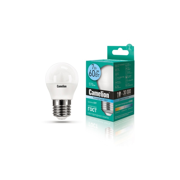 ეკონომიური LED ნათურა Camelion  E27 LED7-G45/845/E27