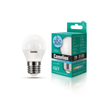 ეკონომიური LED ნათურა Camelion E27 LED3-G45/845/E27