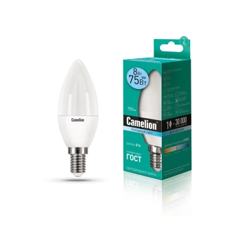 ეკონომიური LED ნათურა Camelion LED8-C35/845/E14