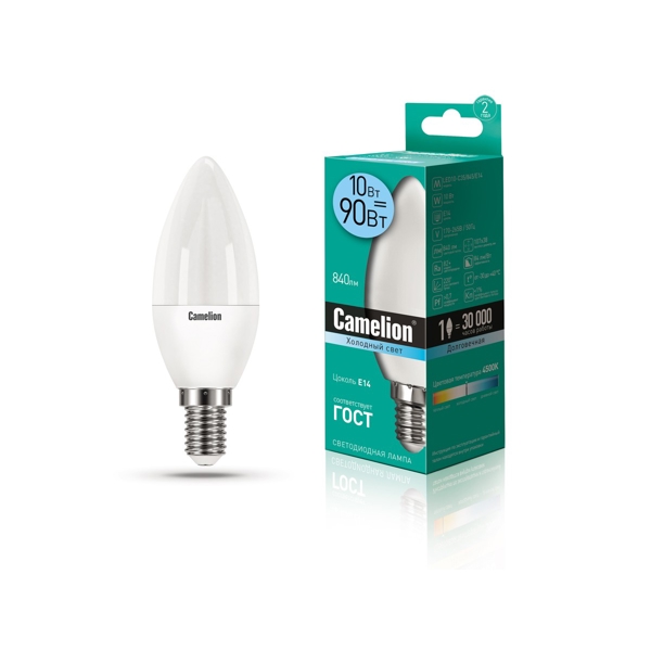 ეკონომიური LED ნათურა Camelion LED10-C35/845/E14