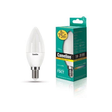 ეკონომიური LED ნათურა  Camelion LED8-C35/830/E14