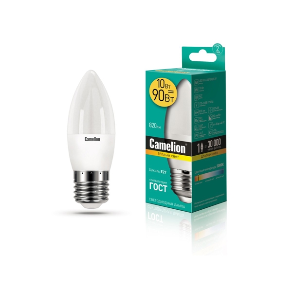 ეკონომიური LED ნათურა Camelion LED10-C35/830/E27