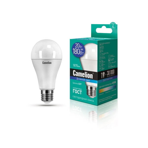 ეკონომიური LED ნათურა Camelion LED20-A65/865/E27