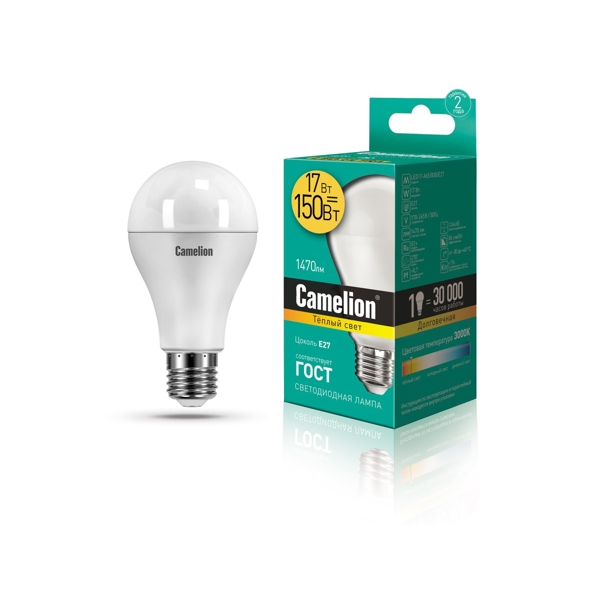 ეკონომიური LED ნათურა Camelion LED17-A65/830/E27