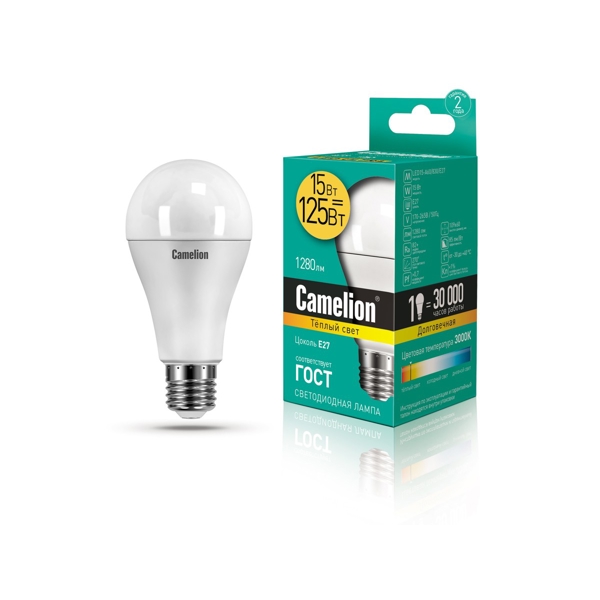 ეკონომიური LED ნათურა Camelion  LED15-A60/830/E27