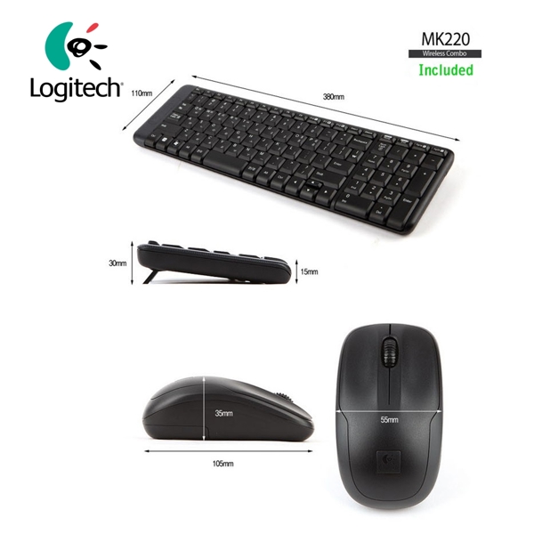 უსადენო კლავიატურა LOGITECH Wireless Combo MK220 EER Russian layout Black