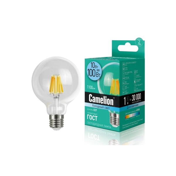 ფლუროსცენთის დიოდური ნათურა Camelion LED10-G95-FL/845/E27