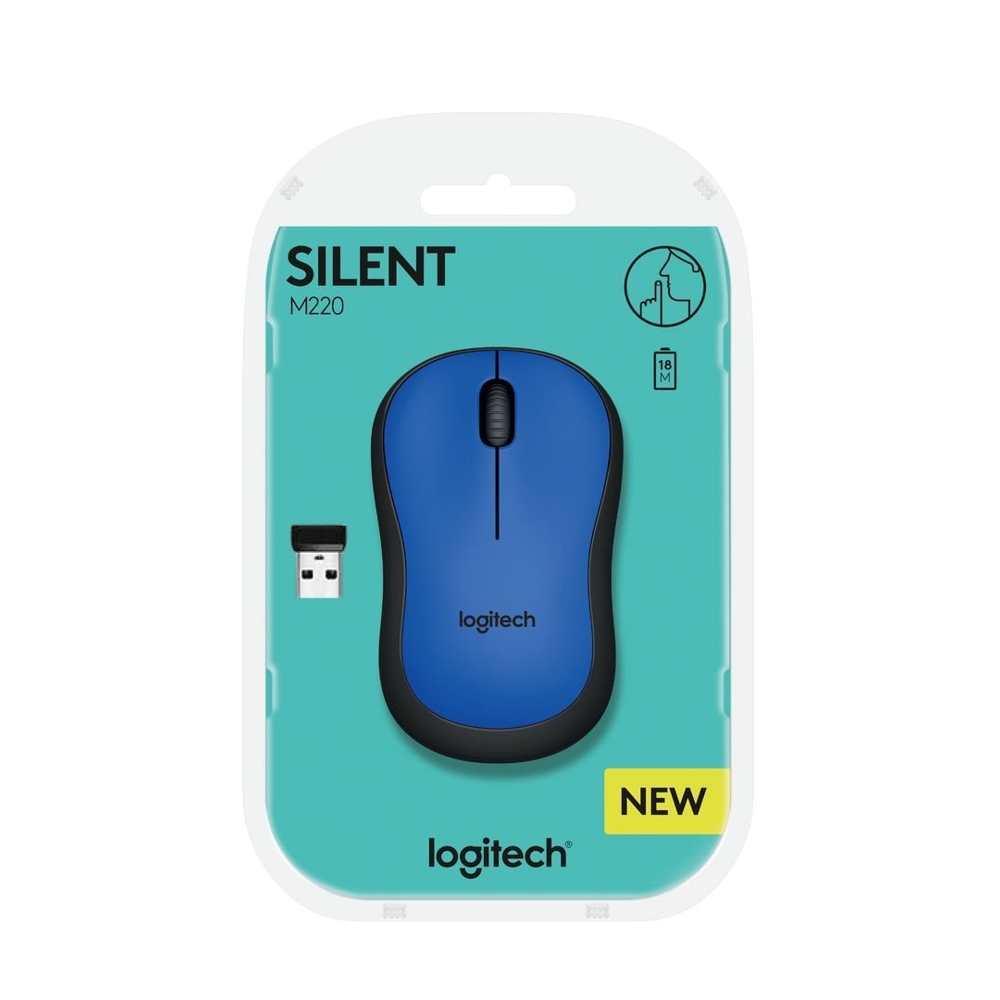 მაუსი LOGITECH Wireless Mouse M220 Silent, EMEA, Blue