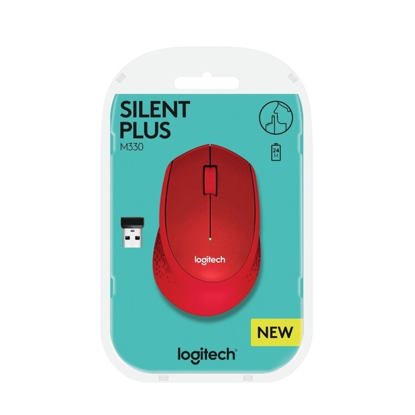 მაუსი LOGITECH 910-004911 Wireless Mouse M330 Silent Plus, EMEA, Red