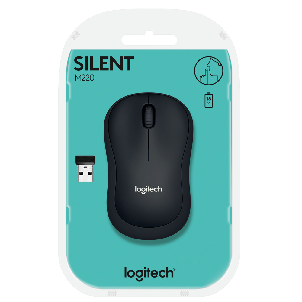 მაუსი LOGITECH Wireless Mouse M220 SILENT, EMEA, CHARCOAL OFL