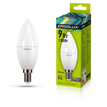 LED ნათურა Ergolux LED-C35-9W-E14-6K