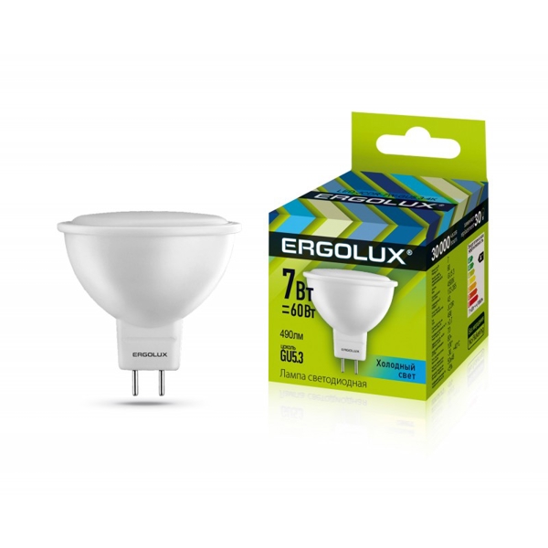 LED ნათურა Ergolux LED-JCDR-7W-GU5.3-4K