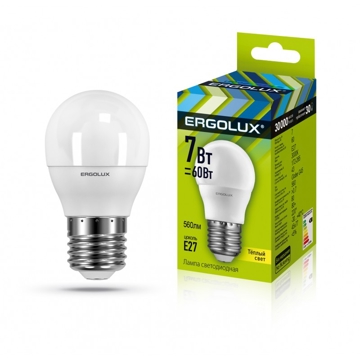 LED ნათურა ეკონომიური Ergolux LED-G45-7W-E27-3K