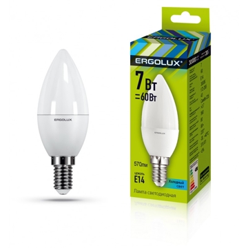 LED ნათურა ეკონომიური Ergolux LED-C35-7W-E14-3K