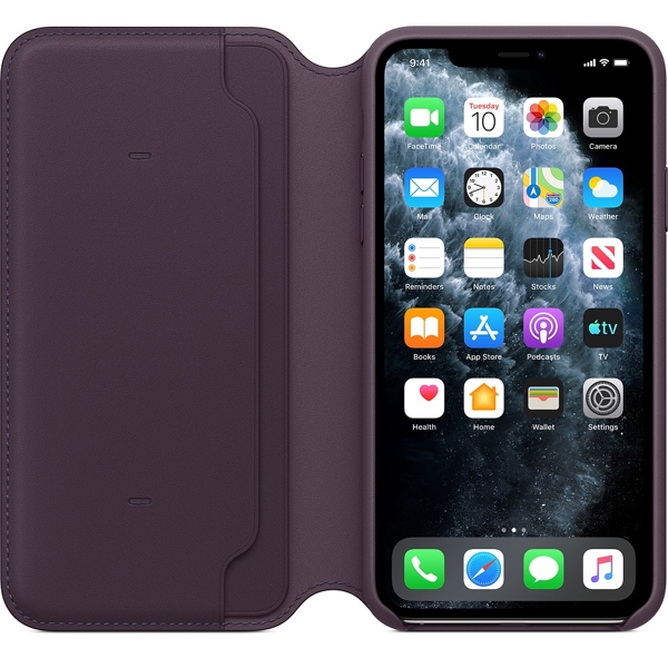 მობილურის ქეისი Apple iPhone 11 Pro Max Leather Folio - Aubergine (MX092ZM/A)