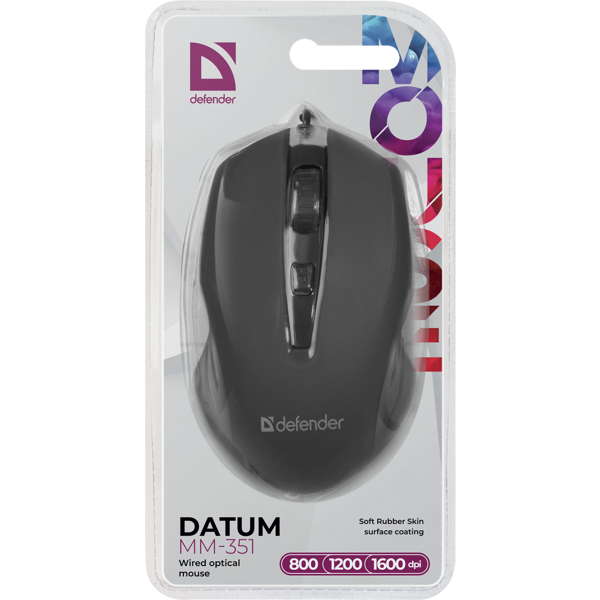 მაუსი Defender Datum MM-351 black, 1600 DPI