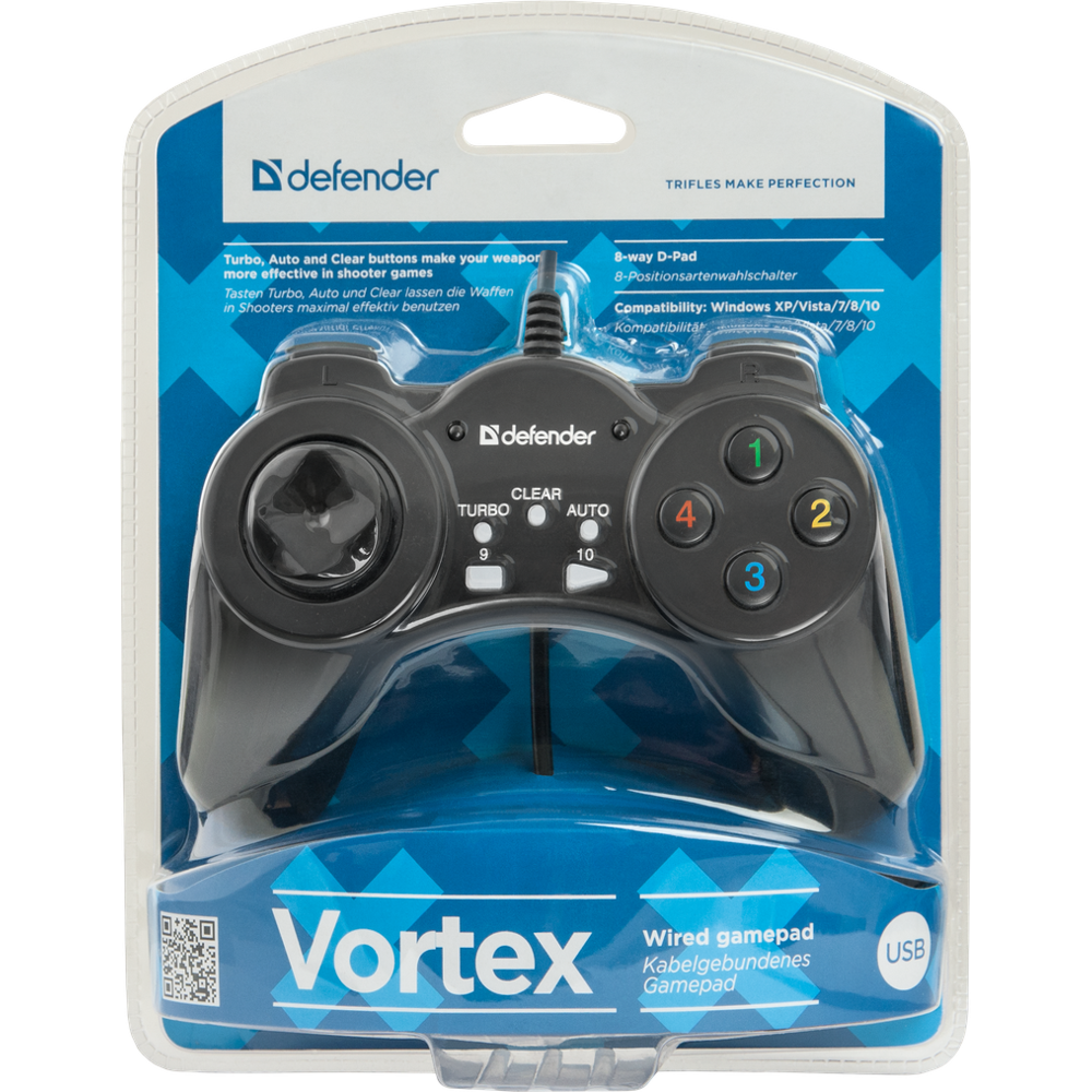 Defender 64249 Vortex, Controller, Wired, USB, Black