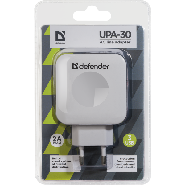 დამტენი Defender UPA-30 3 USB ports, 5V / 4A