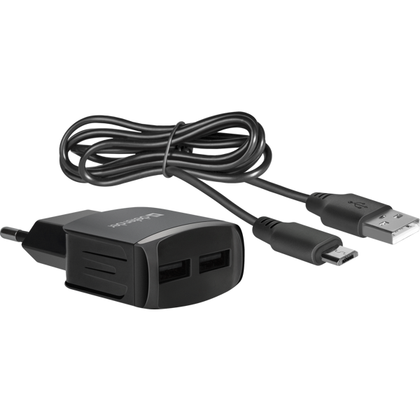 დამტენი  Defender UPC-21 2xUSB,5V/2.1A, microUSB cable