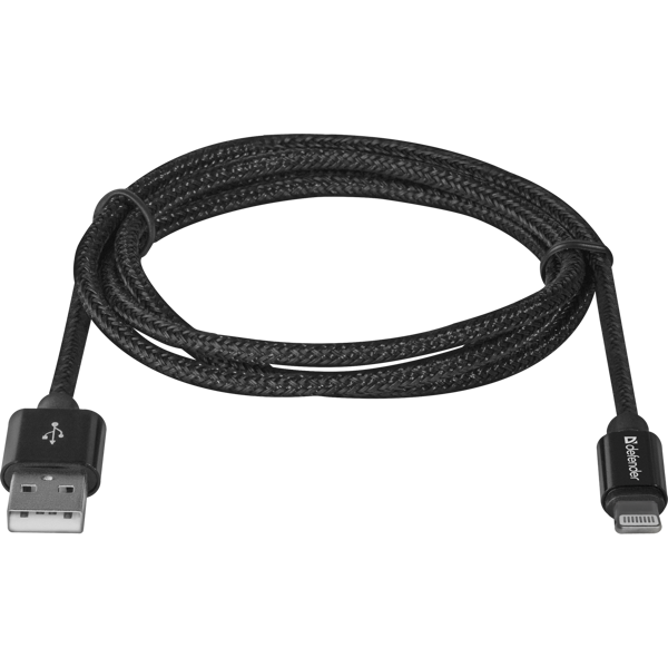 USB კაბელი Defender ACH01-03T PRO USB2.0 Black  AM-LightningM, 1m 2.1A