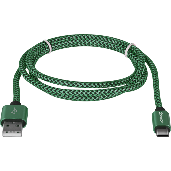 USB კაბელი Defender USB09-03T PRO USB2.0 Green, AM-Type-C