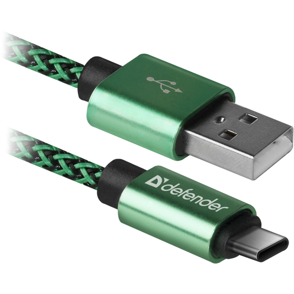 USB კაბელი Defender USB09-03T PRO USB2.0 Green, AM-Type-C