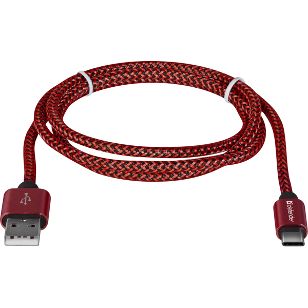 USB კაბელი Defender USB09-03T PRO USB2.0 Red, AM-Type-C