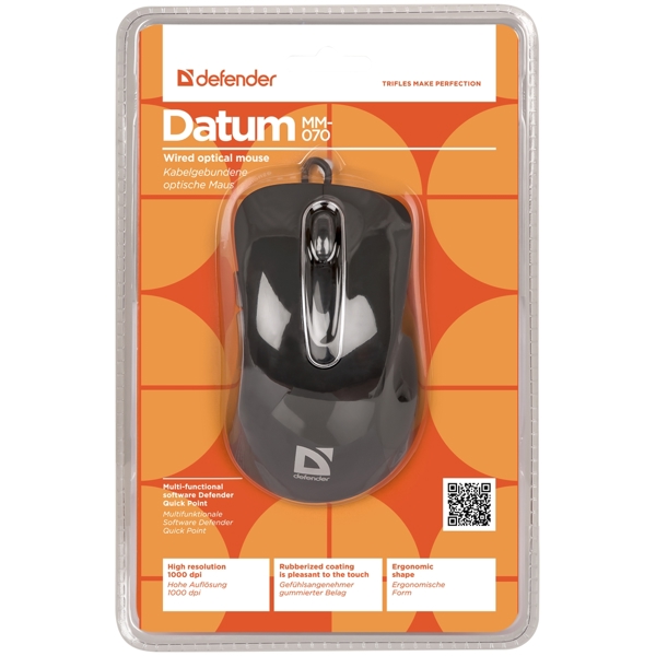 მაუსი Defender Datum MM-070 black,5 buttons,1000 dpi