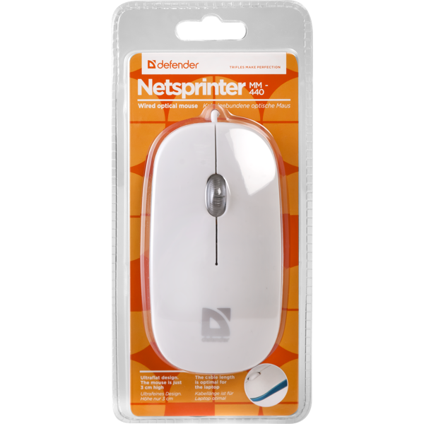 მაუსი Defender NetSprinter MM-440 white+blue,3 buttons,1000 dpi