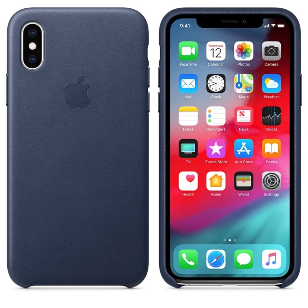 მობილურის ქეისი Apple iPhone XS Leather Case - Midnight Blue (MRWN2ZM/A)