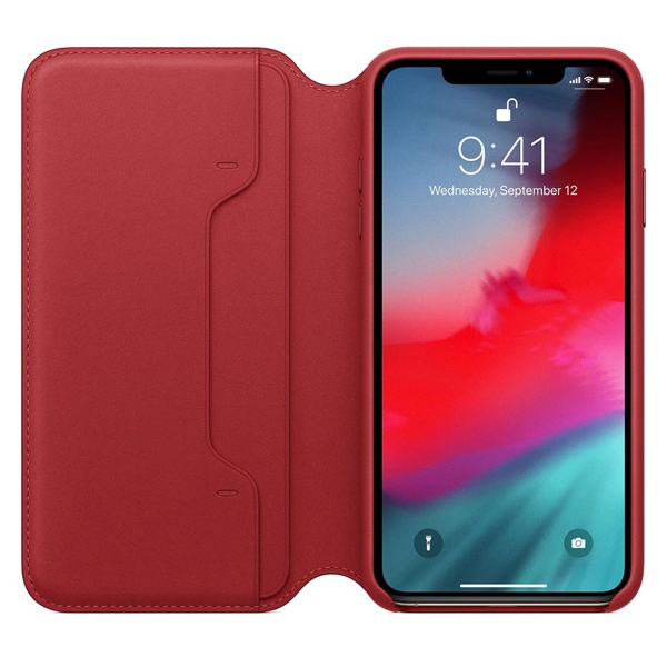 მობილურის ქეისი Apple iPhone XS Leather Folio - (PRODUCT) Red (MRWX2ZM/A)