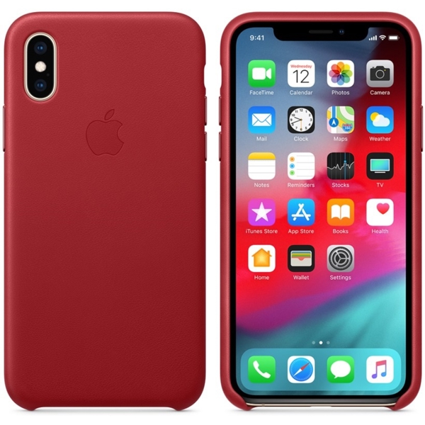 მობილურის ქეისი Apple iPhone XS Max Leather Case - (PRODUCT) Red (MRWQ2ZM/A)