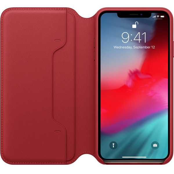 მობილურის ქეისი Apple iPhone XS Max Leather Folio - (PRODUCT) Red (MRX32ZM/A)