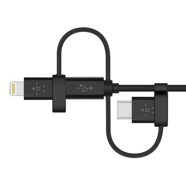 USB კაბელი Universal Cable with Micro-USB, USB-C and Lightning ( F8J050BT04-BLK ) 