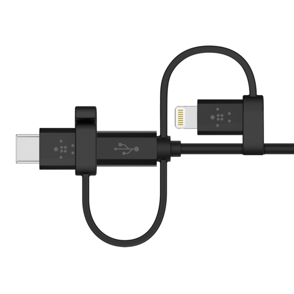 USB კაბელი Universal Cable with Micro-USB, USB-C and Lightning ( F8J050BT04-BLK ) 