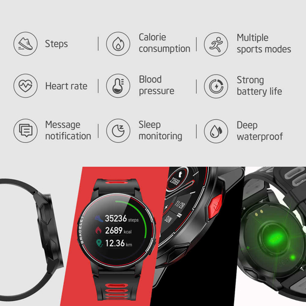 სმარტ საათი SENBONO S20 IP68 Waterproof Fitness Tracker Heart Rate Monitor Red 