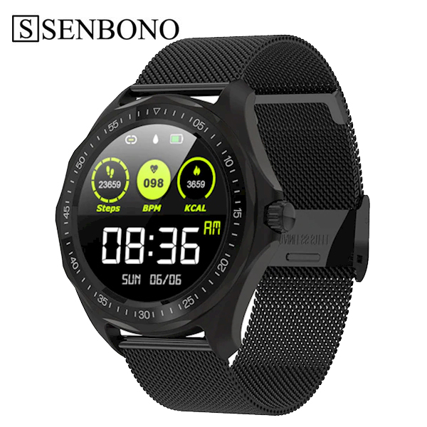 სმარტ საათი SENBONO S09 black IP68 Waterproof Smart Watch Heart Rate Blood Pressure Monitor GPS Map