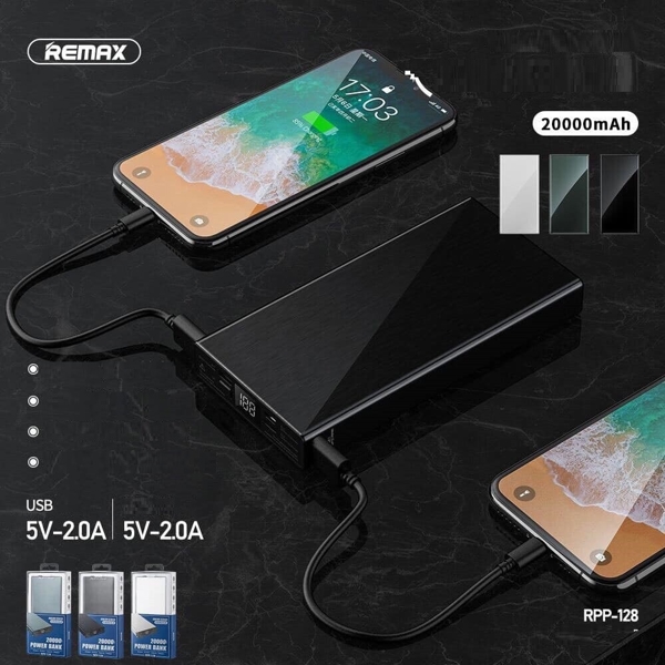 პორტატული დამტენი REMAX Janlon Series 20000mAh 2USB Power Bank RPP-128 Black