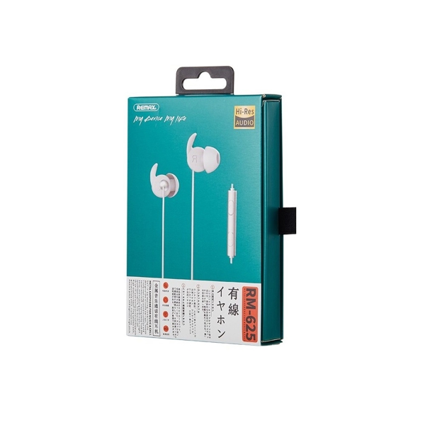 ყურსასმენები REMAX Hi- Res Audio Wired Earphone RM-625 Silver