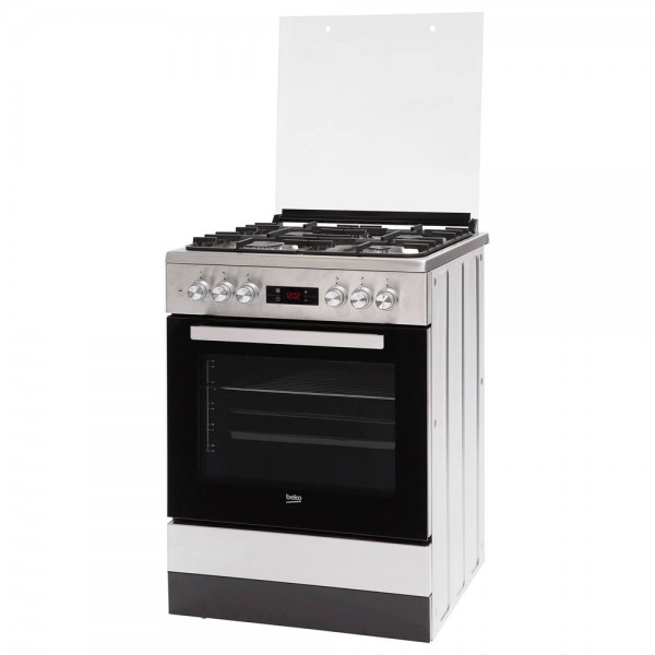 გაზქურა BEKO FSM 62330 DXS, 4 Gas, Oven, Silver