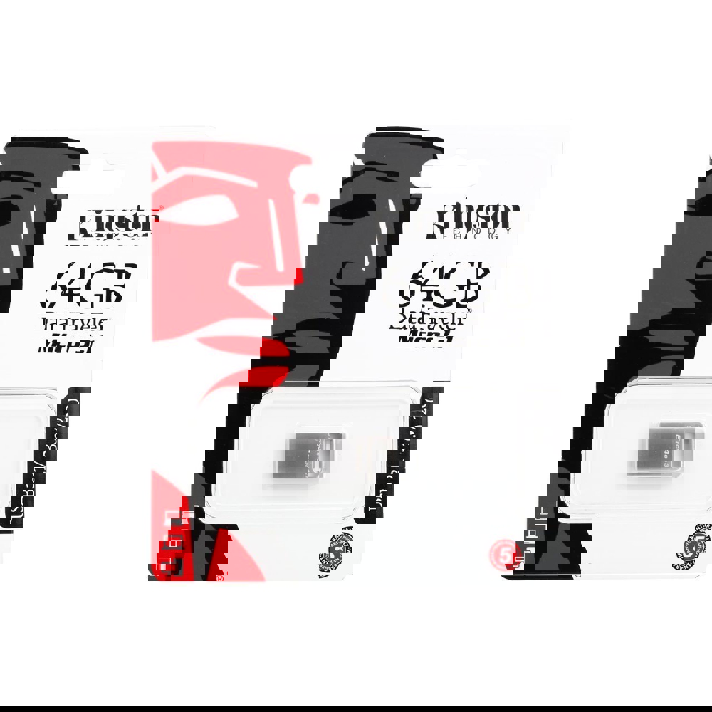 USB ფლეშ მეხსიერება Kingston 64GB DTMicro USB 3.1 Type-A Silver