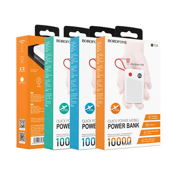 პორტატული დამტენი BOROFONE BT24 Quick Power mobile power bank for Type-C(10000mAh)