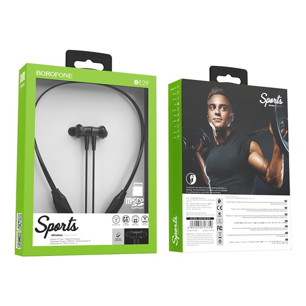 ყურსასმენი BOROFONE BE29 Joyous sports wireless earphones black