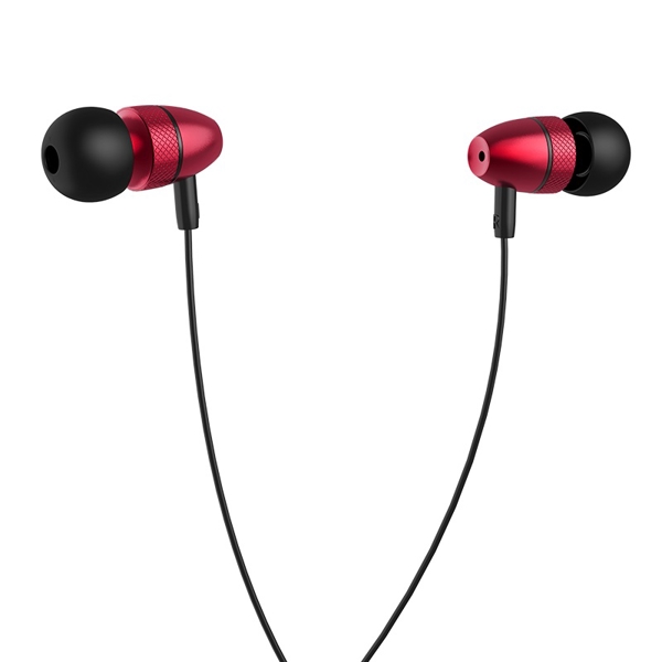 ყურსასმენი HOCO M59 Magnificent universal earphones with mic RED