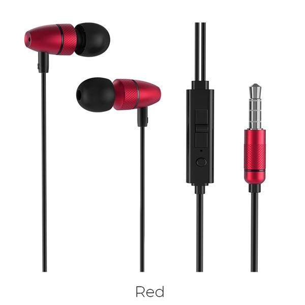 ყურსასმენი HOCO M59 Magnificent universal earphones with mic RED