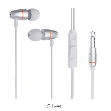 ყურსასმენი HOCO M59 Magnificent universal earphones with mic silver