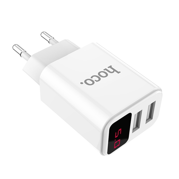 მობილურის დამტენი HOCO C63A Victoria dual port charger with digital display