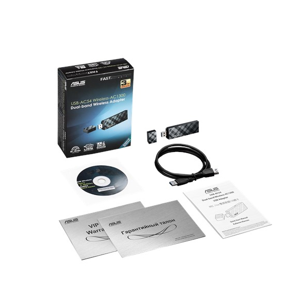 WiFi ადაპტერი ASUS USB-AC54/B1 802.11ac 2.4/5 ГГц AC1200 USB3.0