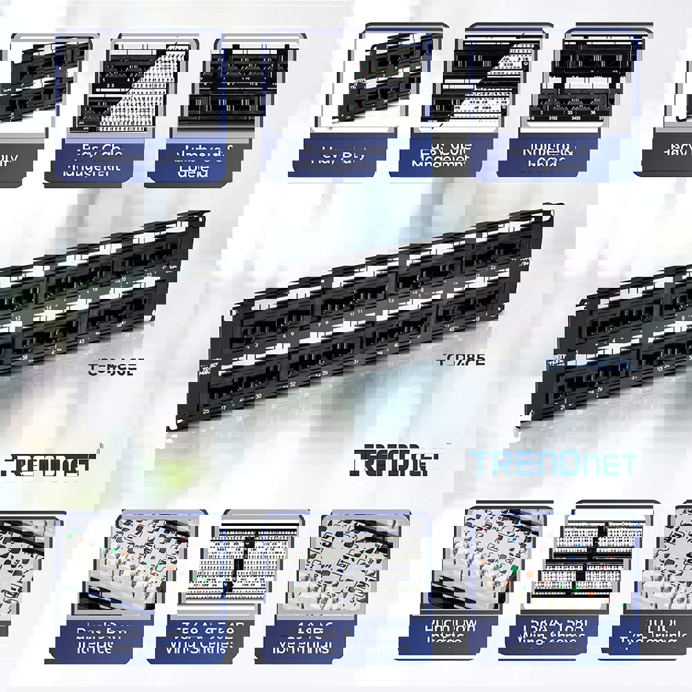 საკომუნიკაციო პანელი TRENDnet TC-P48C5E 48-port Cat5/5e Unshielded Patch Panel